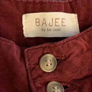 Be Cool Dark Red Corduroy Button Shorts